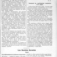 1776 - Page 2627 - Partie scientifique. L’actualité Scientifique. La Presse. L’hydrocèle du nourrisson [(Presse médicale, 9 mai 1923)] / Les hématuries chez l’enfant [(Journ. des Prat, 5 mai 1923)] / Traitement des manifestations respiratoires de la grippe [(Gazette des Sc. méd. de Bordeaux, 17 juin 1923)] / Les Sociétés Savantes. Paris. Sur la réglementation de la profession de sage-femme, (Académie de médecine ; 26-6 1923) / Microbes associés et bacilles de Koch dans la tuberculose pulmonaire, (Académie, de médecine ; 5-6 1923)
