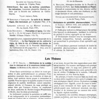 1779 - Page 2630 - Partie scientifique. L’actualité Scientifique. Les Livres. Dictionnaire de spécialités pharmaceutiques, par Vidal et Dareau, Edition 1923, office de vulgarisation pharmaceutique, Paris / Les Thèses. Stérilisation de la syphilis chez le nouveau-né et le nourrisson hérédo-syphilitiques, par Dr P. Girand, (A Maloine et fils, éditeurs, Paris)