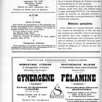 1801 - Page 2652-IV - Office de Renseignements du « Concours » / L’Agenda-Memento du Praticien 1924. Médecins spécialistes