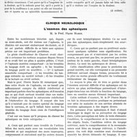 1818 - Page 2669 - Partie scientifique. Travaux Originaux. La douleur en chirurgie, par Dartigues. Le clavier de la douleur. Valeur signalétique et signification clinique de la douleur / Clinique neurologique. L’examen des aphasiques, M. le Prof. Pierre Marie