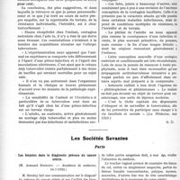 1917 - Page 2768 - Partie scientifique. L’Actualité Scientifique. La Presse. La tuberculose conjugale [(La Médecine, mai 1923)] / Les Sociétés Savantes. Paris. Les biopsies dans le diagnostic précoce du cancer utérin, (Académie de médecine, 10-7-1923)