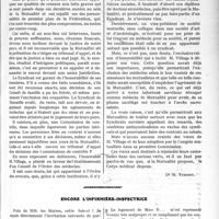 1926 - Page 2777 - Partie professionnelle. Travaux Originaux. Chronique de la mutualité. Mutualité et contrat collectif / Encore l'infirmière-inspectrice