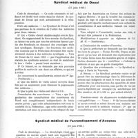 1933 - Page 2784 - Partie professionnelle. Comptes rendus, documents, pièces officielles…. Congrès international de femmes-médecins. Syndicat médical de Douai, (12 juin 1923) / Syndicat médical de l’arrondissement d’Avesnes, (10 juin 1923)