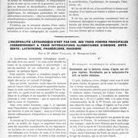 1964 - Page 2815 - Partie scientifique. Travaux Originaux. Les fractures totales de la hanche et leurs traitements sanglants, par le Docteur Ricolfi / L’encéphalite léthargique n’est pas une. ses trois formes principales correspondent a trois intoxications alimentaires d'origine différente: lathyrisme, phaséolisme, maidisme, par le Dr Albert Veillard. Encéphalite spasmodique ou myoclonique