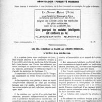 1977 - Page 2828 - Partie professionnelle. Travaux Originaux. Déontologie : publicité moderne / Un joli cadeau à faire au corps médical. L’ordre des médecins [G. Duchesne]