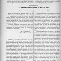 2009 - Page 2860 - Partie Scientifique. Travaux Originaux. Clinique médicale. Les purpuras, M. le Pr Noël Foessinger / Le meilleur traitement du mal de mer