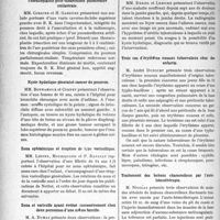 2017 - Page 2868 - Partie Scientifique. L’Actualité Scientifique. Les Sociétés Savantes. Lyon. Société médicale des hôpitaux. Le « signe de Souques » dans l’hémiplégie organique / Thoracoplastie pour tuberculose pulmonaire unilatérale / Kyste hydatique pleuralet cancer du poumon / Zona ophtalmique et éruption de type varicellique / Zona et varicelle ayant évolué successivement chez deux personnes d’une même famille / Kyste hydatique du sacrum / Trois cas d’érythème noueux tuberculeux chez des enfants / Traitement des bubons chancrelleux par l’auto- hémothérapie