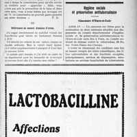 2036 - Page XLIII-2887 - Correspondance. Application du Tarif Maginot. Pansements spéciaux / Délivrance de carnet. Analyse d’urine / Hygiène sociale et préservation antituberculeuse. Concours d'Eure-et-Loir