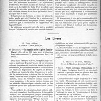 2113 - Page 2964 - Partie Scientifique. L’Actualité Scientifique. Les Congrès. Congrès du cancer, (Strasbourg, 23-25 juillet 1923) / Les Livres. La syphilis arabe (Algérie, Tunisie, Maroc), par G. Lacapère, G. Doin, éditeur, Paris / Traité technique d’hématologie, par J. Jolly, A. Maloine et Fils, éditeurs, Paris