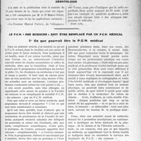 2116 - Page 2967 - Partie Professionnelle. Travaux Originaux. Déontologie / Le P. C. N. " des sciences " doit être remplacé par un P. C. N. médical. 2° Ce que pourrait être le P. C. N. médical