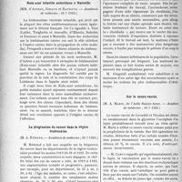 2159 - Page 3010 - Partie Scientifique. L’Actualité Scientifique. Les Sociétés Savantes. Paris. Hyperesthésie cutanée douloureuse dans l’encéphalite léthargique, (Académie de médecine ; 24-7-1923) / Kala azar infantile autochtone à Marseille, (Académie de médecine ; 31-7-1923) / La progression du cancer dans la région toulousaine, (Académie de médecine ; 31-7-1923) / L’obstétrique et les populations indigènes de Tunisie, (Académie de médecine ; 31-7-1923) / Sur le neuro-vaccin, (Académie de médecine ; 31-7-1923)