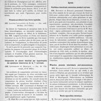 2160 - Page 3011 - Partie Scientifique. L’Actualité Scientifique. Les Sociétés Savantes. Paris. La campagne contre les empoisonnements par les champignons, (Académie de médecine, 31-7-1923) / Purpura au début d’une fièvre typhoïde, (Soc. méd. des hôp ; 13-7-1923) / Compression du plexus brachial par hypertrophie des apophyses transverses de la 7e cervicale, (Soc. de Chirurgie, 27-6-1923) / Lyon. Amibiase intestinale méconnue pendant sept ans / Réaction pleurale interlobaire post-pneumonique / Recto-sigmoïdite chronique