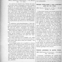 2205 - Page 3056 - Partie Scientifique. L’Actualité Scientifique. Les Sociétés Savantes. Paris. Phlébite ourlienne, (Société médicale des hôpitaux ; 6-7-1923) / L’auto-hémothérapie dans les pyodermites, (Soc. méd. des hôp ; 6-7-1923) / Importance médico-légale de la syphilis, (Soc. méd. des hôp ; 6-7-1923) / Méningite cérébro-spinale à forme pseudo-palustre guérie par choc sérique, (Soc. méd. des hôp ; 6-7-1923) / Anatomie pathologique des gastrites chroniques, (Soc. méd. des hôp ; 29-6-1923)