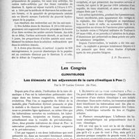 2207 - Page 3058 - Partie Scientifique. L’Actualité Scientifique. Les Sociétés Savantes. Toulouse. Société de médecine. Les kystes amygdaloïdes, origine épithéliale du tissu lymphoide / Activation du pouvoir hydrolysant de la pepsine par le thorium X / Résultat éloigné d’un cas de prothèse crânienne par plaque métallique / Les Congrès. Climatologie. Les éléments et les adjuvances de la cure climatique à Pau, par le Dr Lucien Cornet