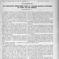 2252 - Page 3103 - Partie Scientifique. Travaux Originaux. La thérapeutique des néphrites. Traitement du syndrome de rétention azotée et du syndrome d’hypertension, M. le Professeur A. Lemierre / Les indications opératoires dans la lithiase biliaire envisagées du point de vue médical, d’après Strauch [L. Pron]