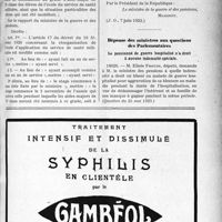 2326 - Page LI-3179 - Documents officiels. A l’officiel. Décrets portant modification des décrets relatifs à la réorganisation des écoles du service de santé militaire. / Réponse des ministres aux questions des Parlementaires. Le pensionné de guerre hospitalisé n’a droit à aucune indemnité spéciale