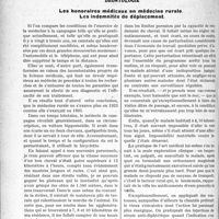 2357 - Page 3210 - Partie Professionnelle. Travaux Originaux. Déontologie. Les honoraires médicaux en médecine rurale. Les indemnités de déplacement [G. Duchesne]
