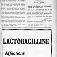 2376 - Page LI-3229 - Correspondance. La prophylaxie anti-vénérienne individuelle / Documents officiels. A l’officiel. Décret relatif aux indemnités de déplacement des médecins et gestionnaires civils des centres d’appareillage (21 septembre 1923)