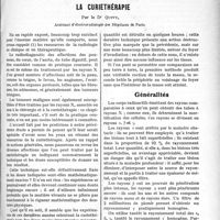2388 - Page 3241 - Partie Scientifique. Travaux Originaux. La curiethérapie, par le Dr Quivy. Généralités