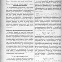 2401 - Page 3254 - Partie Scientifique. L’Actualité Scientifique. Les sociétés Savantes. Lyon. Société nationale de médecine et des sciences médicales. Exostoses professionnelles / Estomac biloculaire par ulcère de la petite courbure. Résection médio-gastrique / Cholécystite calculeuse à syndrome d'ulcus pylorique / Un cas de grossesse abdominale / Sifflet dans la bronche gauche. Extraction / Néphrite aiguë suppurée / Végétations adénoïdes