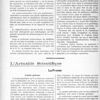 2449 - Page 3302 - Partie Scientifique. Travaux Originaux. Séméiologie clinique. La radiothérapie en gynécologie d’après M. le Pr Recasens, par le Dr Ch. Schmitt / L'Actualité Scientifique. La Presse. L’atonie gastrique [(Journ. de méd. et de chir. prat. 25 juillet 1923)]