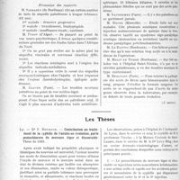 2455 - Page 3308 - Partie Scientifique. L'Actualité Scientifique. Les Congrès. XVIIe Congrès Français de Médecine, Tenu à Bordeaux les 27, 28 et 29 septembre 1923. Suites éloignées du paludisme au point de vue neuro-psychiatrique, par M. le Dr Hesnard / Les Thèses. Contribution au traite�ment de la syphilis de l’adulte en évolution, par le Protochlorure de mercure léger et dissociable, par Dr F. Rouzaud. Thèse de 1923