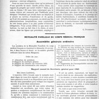 2459 - Page 3312 - Partie Professionnelle. Travaux Originaux. Le perfectionnement des études médicales et l’internat obligatoire [G. Duchesne] / Mutualité familiale du corps médical français. Assemblée générale ordinaire. Rapport annuel du Secrétaire général pour 1923
