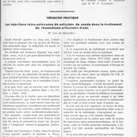 2498 - Page 3351 - Partie Scientifique. Travaux Originaux. Clinique chirurgicale. Considérations cliniques et thérapeutiques sur les varices, M. le professeur Pierre Delbet / Médecine pratique. Les injections intra-veineuses de salicylate de soude dans le traitement du rhumatisme articulaire franc, Dr Lop