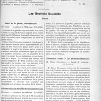 2548 - Page 3401 - Partie scientifique. L’Actualité Scientifique. La Presse. Conseils pratiques pour la trachéotomie [(Paris méd. 1er septembre 1923)] / Les Sociétés Savantes. Paris. Calcul de la glande sous-maxillaire, (Académie de Médecine ; 2-10-1923) / Les oeuvres françaises de médecine sociale en Rhénanie, (Académie de médecine ; 2-10-1923) / L’irradiation solaire et les péritonites chroniques, (Société de chirurgie ; 11-7-1923)