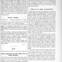 2550 - Page 3403 - Partie scientifique. L’Actualité Scientifique. Les Sociétés Savantes. Paris. Ostéomyélite aiguë du fémur: guérison par vaccination-, (Société de chirurgie ; 11-7-1923) / Tumeurs cérébrales, (Société de chirurgie; 11-7-1923) / Lyon. société nationale de médecine et des sciences médicales. fracture intra-utérines des deux jambes chez un hérédo-syphilitique / Ostéo-fibrome du rocher / Tumeur de la glande intercarocidienne / Fibrome et grossesse