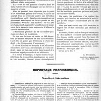 2569 - Page 3422 - Partie professionnelle. Travaux Originaux. Agenda-mémento du praticien. L’assurance des médecins contre les risques professionnels de responsabilité, par MM, G. Lasnier, H, Verger / Reportage professionnel. Nouvelles et Informations. Une réunion médicale à propos de la crise du logement / Clinique chirurgicale de 1 hôpital Saint-Antoine