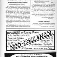 2585 - Page 3438-X - Correspondance. Expertises de victimes civiles de la guerre / Réponse du Ministre des Pensions / Accident de battage