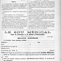2622 - Page XXXI-3475 - Correspondance. Application du Tarif Breton. Ostéosynthèses. Aides, etc.. / Bulletin d’adhésion