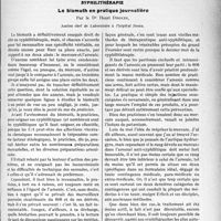 2692 - Page 3541 - Partie scientifique. Travaux Originaux. Syphilithérapie. Le bismuth en pratique journalière, par le Dr Henri Drouin