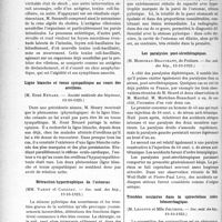 2753 - Page 3602 - Partie scientifique. L'Actualité Scientifique. Les Sociétés Savantes. Paris. Les états algides dans le choléra, (Académie de médecine, 23-10-1923) / Ligne blanche et tonus sympathique au cours des oreillons, (Société médicale des hôpitaux, 19-10-1923) / Rétraction hypertrophique de l’estomac, (Soc. méd. des hôp. 19-10-1923) / Les paralysies post-sérothérapiques, (Soc. méd. des hôp. 13-10-1923) / Troubles oculaires dans la spirochétose ictéro-hémorrhagique, (Soc. méd. des hôp. 19-10-1923)