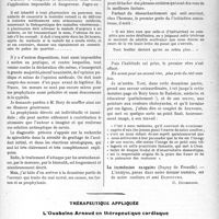 2758 - Page 3607 - Partie scientifique. L'Actualité Scientifique. Les Livres. La syphilis aux points de vue physique et psychologique. Prophylaxie et guérison, par Louis Bory, Félix Alcan, Paris / Thérapeutique appliquée. L’Ouabaïne Arnaud en thérapeutique cardiaque