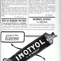 2778 - Page LI-3627 - Correspondance. Inspection médicale des écoles. Violation du secret professionnel / Notes de médecine pratique. La cure de l’entérite et de la constipation par le lait battu, babeurre ou petit lait. / Documents officiels. A l’officiel