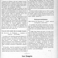 2804 - Page 3653 - Partie scientifique. L’Actualité Scientifique. Les Sociétés Savantes. Paris. Les difficultés de l’insulinothérapie, (Académie de médecine ; 30-1 (1-1923) / Rôle du sympathique dans l'épreuve de Barany, (Académie de médecine ; 30-10-1923) / Un cas de cécité curable chez un aveugle de guerre, (Académie de médecine ; 30-10-1923) / Névrite post-sérothérapique, (Société médicale des hôpitaux ; 26-10-1923) / Les Congrès. XXXIIe Congrès de l’Association française de chirurgie (suite)