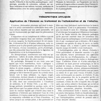 2809 - Page 3658 - Partie scientifique. L’Actualité Scientifique. Les Livres. Fièvres typhoïde et para-typhoïdes, par H. Dufour et I. Thiers, Gaston Doin, éditeur, Paris / Thérapeutique appliquée. Application de l’Osmose au traitement de l’inflammation et de l’infection