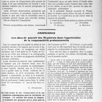 2862 - Page 3715 - Partie professionnelle. Travaux Originaux. Mutualité familiale du corps médical français. Assemblée Générale, (18 novembre 1923) / Jurisprudence. Les abus de pouvoir des Magistrats dans l’appréciation de la responsabilité professionnelle