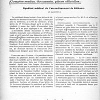 2871 - Page 3724 - Partie professionnelle. Travaux Originaux. Médecine sociale. Questions posées par les centres de traitement, par le Dr Foveau de Courmelles / Compte rendus, documents, pièces officielles. Syndicat médical de l’arrondissement de Béthune, (3 juin 1923)