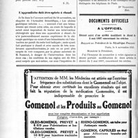 2877 - Page 3730-XLVI - Correspondance. Application du Tarif Maginot. Opération, aides; pansement, etc / L’appendicite doit être opérée à chaud / Documents officiels. A L’officiel. Décret suivi d’un arrêté modifiant le décret du 2 mai 1897 concernant les crèches