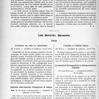 2961 - Page 3814 - Partie scientifique. L’Actualité Scientifique. La Presse. Radio-diagnostic rachidien lipiodolé [(Presse méd, 24 octobre 1923)] / Les Sociétés Savantes. Paris. L’évolution des idées en dermatologie, (Académie de médecine ; 13-11-1923) / Injections intra-veineuses d’émanations de radium, (Académie de médecine ; 13-11-1923) / L’insuline et l’Institut Pasteur, (Académie de médecine ; 20-41-1923) / Le mouvement de la population en Afrique équatoriale française, (Académie de médecine ; 20-11-1923)