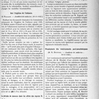2962 - Page 3815 - Partie scientifique. L’Actualité Scientifique. Les Sociétés Savantes. Paris. Le mouvement de la population en Afrique équatoriale française, (Académie de médecine ; 20-11-1923) / Sur l’hygiène de l’enfance, (Académie de médecine ; 20-11-1923, ) / La période de latence dans les effets des rayons X, (Académie de médecine ; 20-11-1923) / Prophylaxie des vomissements post-anesthésiques, (Académie de médecine ;20-11-4923)