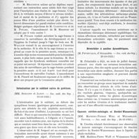 0033 - Page 32 - Partie scientifique. L’actualité Scientifique. Les Sociétés Savantes. Paris. Les gants stérilisés et le brevet élémentaire dans le statut des sages-femmes, (Académie de médecine. — 27-11-1923) / Intoxication par le sublimé suivie de guérison, (Soc. méd. des hôp. ; 19-10-1923) / Rhumatisme chronique déformant syphilitique, (Société médicale des hôpitaux; 26-10-1923) / Bronchites à amibes dysentériques, (Soc. méd. des hôp.. ; 20-10-1923) / Cancers cérébro-méningés et Bordet-Wassermann, (Soc. méd. des hôp. ; 26-10-1923)