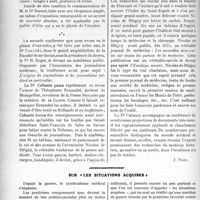 0045 - Page 44 - Partie professionnelle. Travaux Originaux. Deux intéressantes conférences à la Faculté de médecine : I. Le voyage en Russie du Dr Burnet ; II. Les origines du journalisme médical et la vie et les aventures de son inventeur, par le Dr. Cabanès / Sur "les situations acquises"