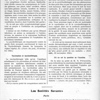 0082 - Page 81 - Partie scientifique. L'Actualité Scientifique. La Presse. Les troubles digestifs de nature émotive [(Journ. des prat, 10 novembre 1923)] / Vaccination et vaccinothérapie [(Bull, méd, 10 novembre 1923)] / Où en est la question de l’insuline [(Journ. des prat, 10 novembre 1923)] / Les Sociétés Savantes. Paris. Le statut des sages-femmes (fin), (Académie de médecine ; 4-12-1923)