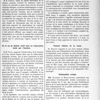 0086 - Page 85 - Partie scientifique. L'Actualité Scientifique. Les Sociétés Savantes. Toulouse. Société de médecine. Zona et varicelle / La varicelle est-elle variole ou zona, ou entité définie / Sur un cas de diabète sucré chez un tuberculeux traité par l’insuline / Société de chirurgie. Radiumthérapie laryngée par fenestration thyroïdienne latérale / Tumeur villeuse de la vessie / Ostéomyélite costale / Société d'obstétrique et de gynécologie. Môle hydatiforme et vomissements incoercibles