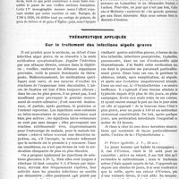 0089 - Page 88 - Partie scientifique. L'Actualité Scientifique. Les livres. Les principales maladies des habitants de la basse-cour et leur traitement, par G. Moussu, Librairie Agricole de la Maison Rustique, Paris (VIe) / Thérapeutique appliquée. Sur le traitement des infections aiguës graves