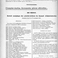 0099 - Page 98 - Partie professionnelle. Travaux Originaux. Les indemnités de déplacement en médecine rurale. Opinions de nos correspondants / Comptes rendus, documents, pièces officielles…. Sou médical. Extrait analytique des procès-verbaux du Conseil d’Administration, Réunions des 13 et 27 novembre 1923